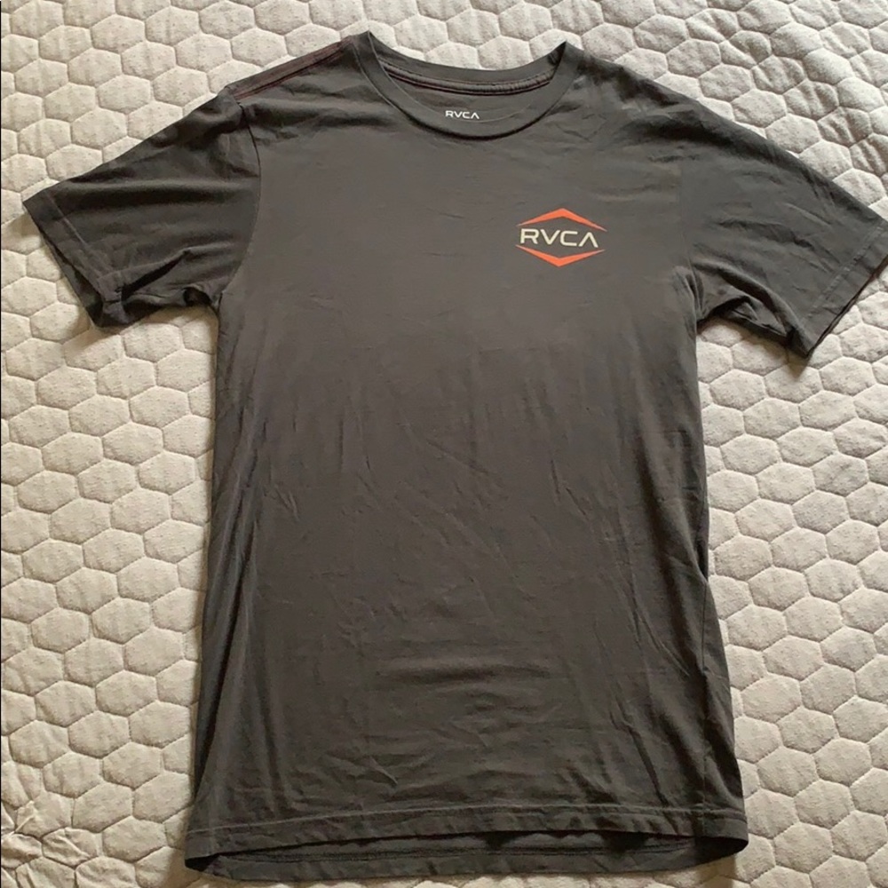 Gray RVCA corner logo tee